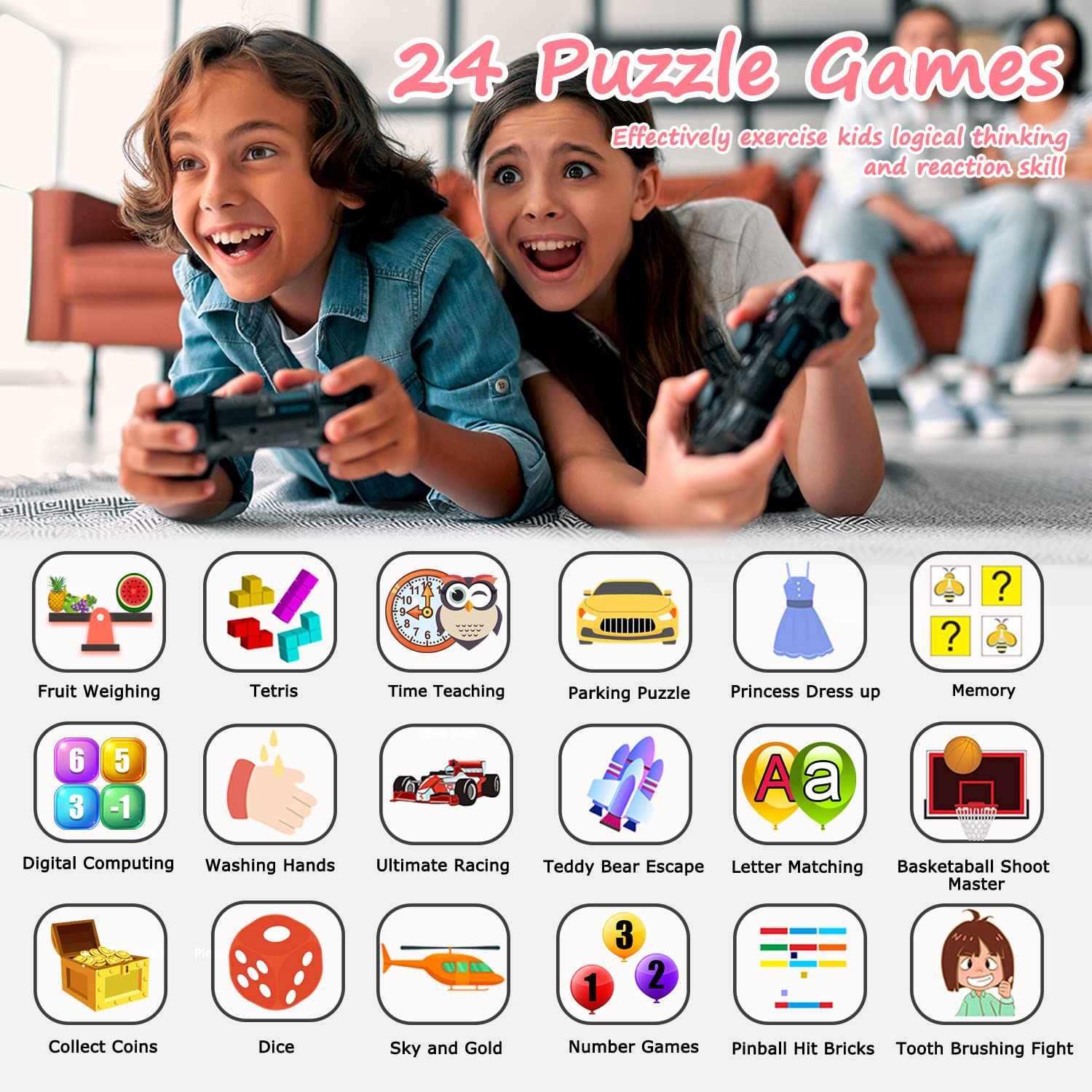 Wiszodet Smart Watch For Kids Gift For Girls Age 5-12, 1.54'' Touch Screen Watch With Hd Camera Video 24 Games Music Pedometer F